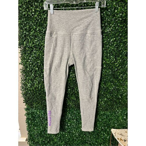 PELOTON x BEYOND YOGA High Waist Leggings Womens sz Medium Gray Space Dye 2 - Picture 1 of 6
